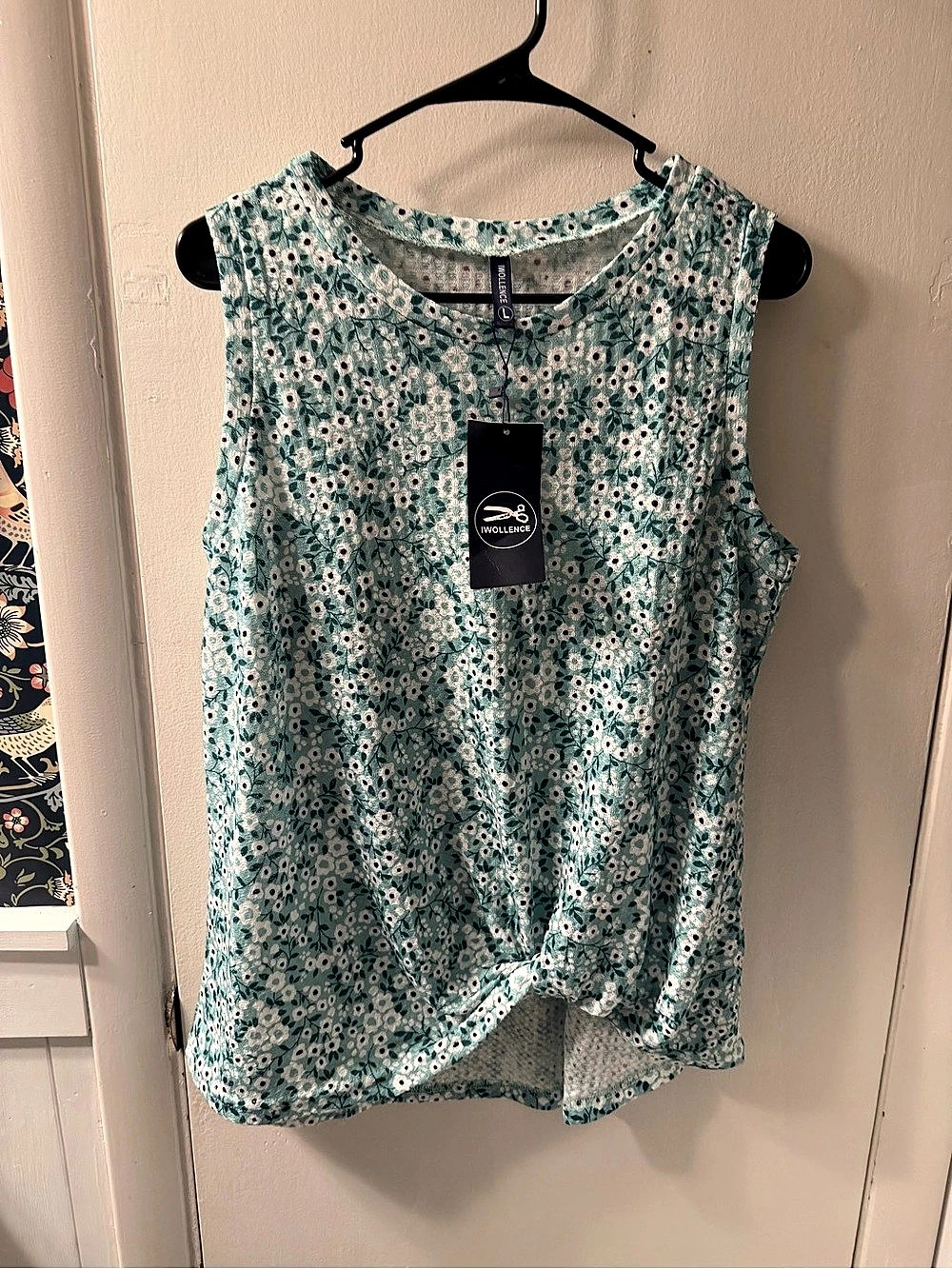 IWollence Waffle Knit Casual Sleeveless Twist Knot Tank Top Sleeveless Twist